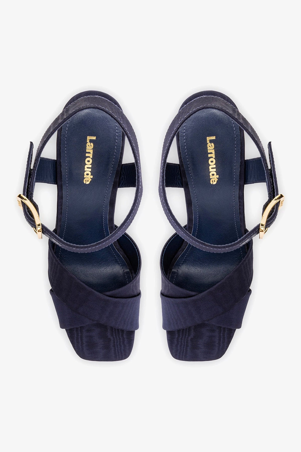 Larroude Cher Sandal In Indigo Leather