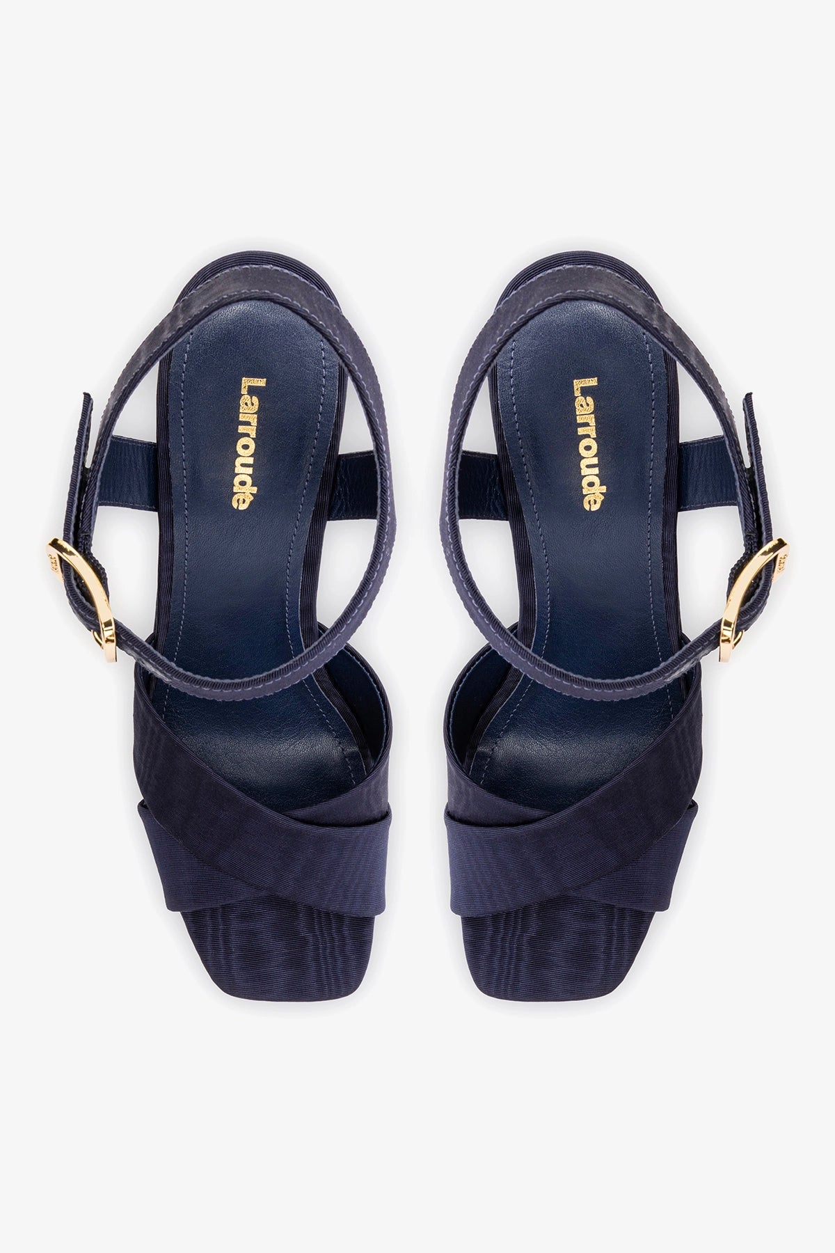 Larroude Cher Sandal In Indigo Leather