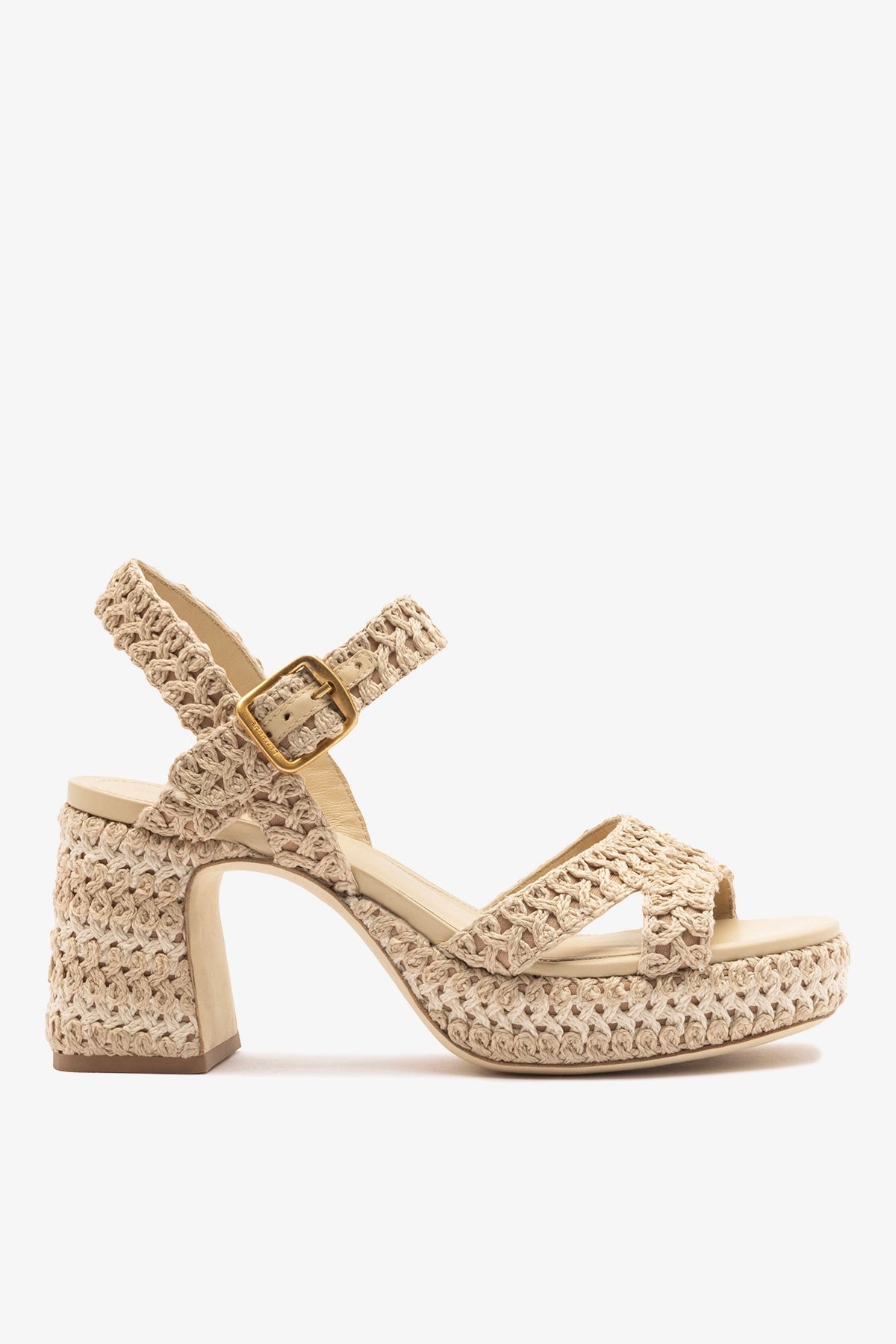 Larroude Jolene Low Sandal Natural Crochet