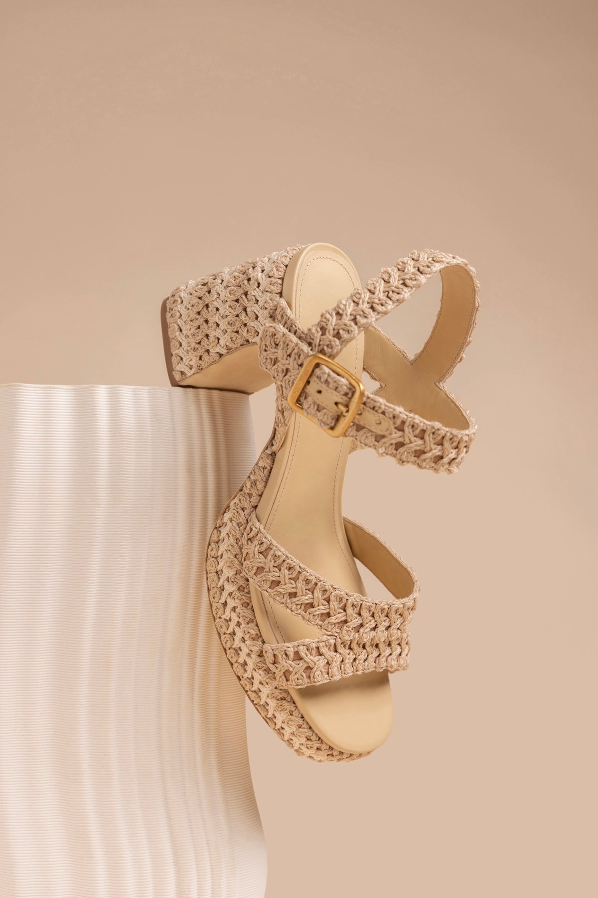 Larroude Jolene Low Sandal Natural Crochet