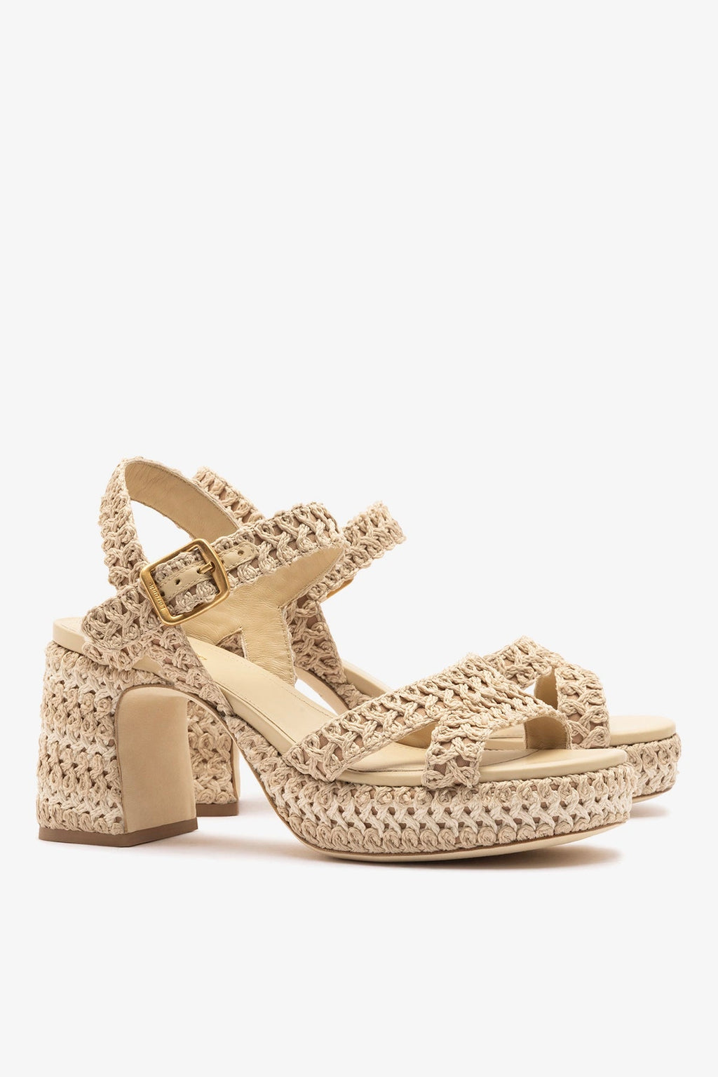 Larroude Jolene Low Sandal Natural Crochet
