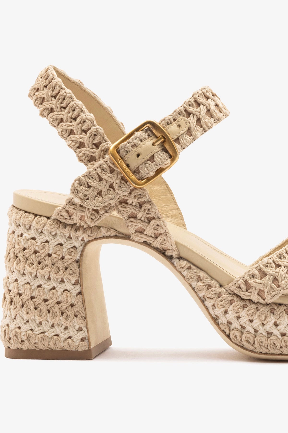 Larroude Jolene Low Sandal Natural Crochet