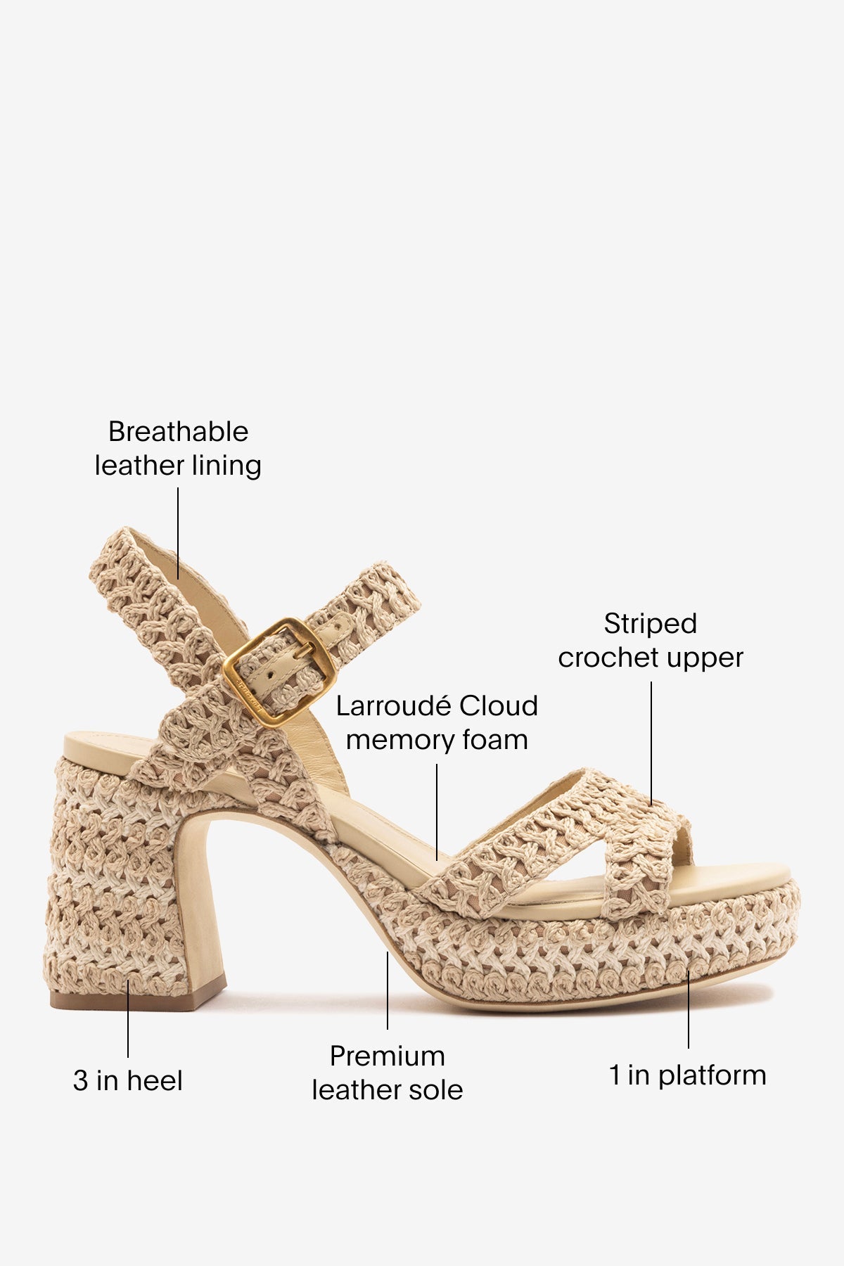 Larroude Jolene Low Sandal Natural Crochet