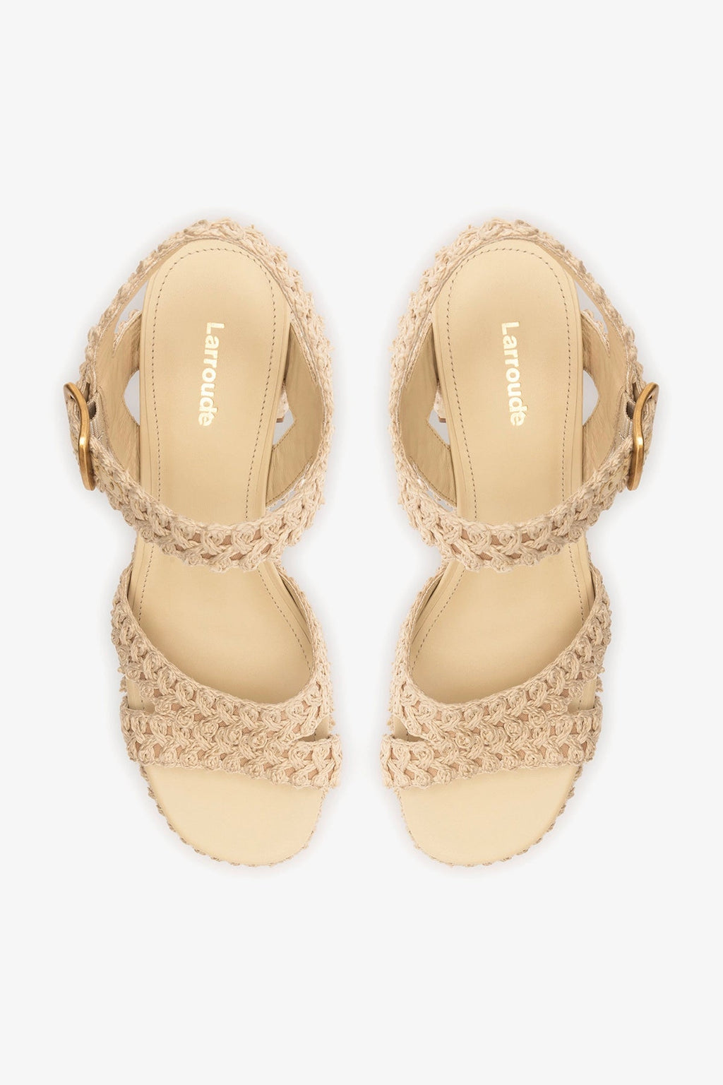 Larroude Jolene Low Sandal Natural Crochet
