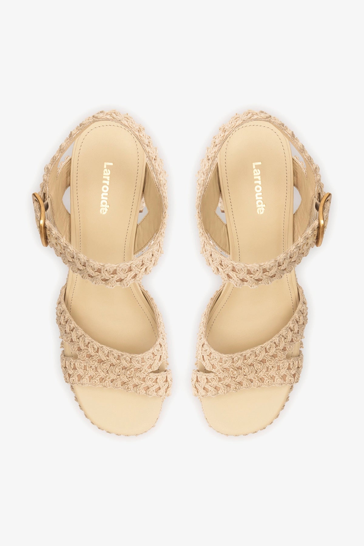 Larroude Jolene Low Sandal Natural Crochet