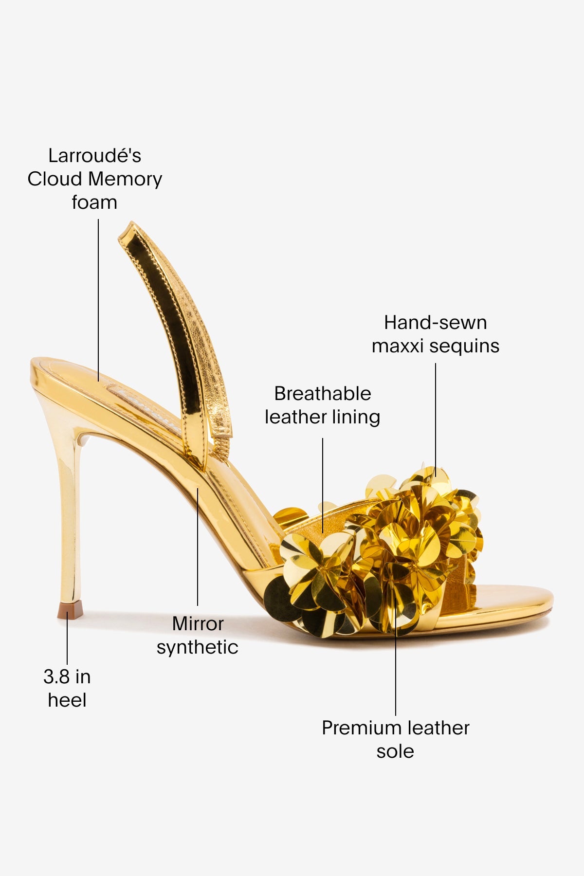 Larroude Morgan Sandal In Gold Specchio
