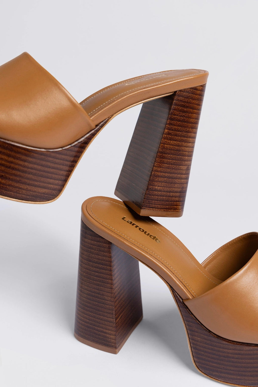 Larroude Dolly Mule Caramel Leather