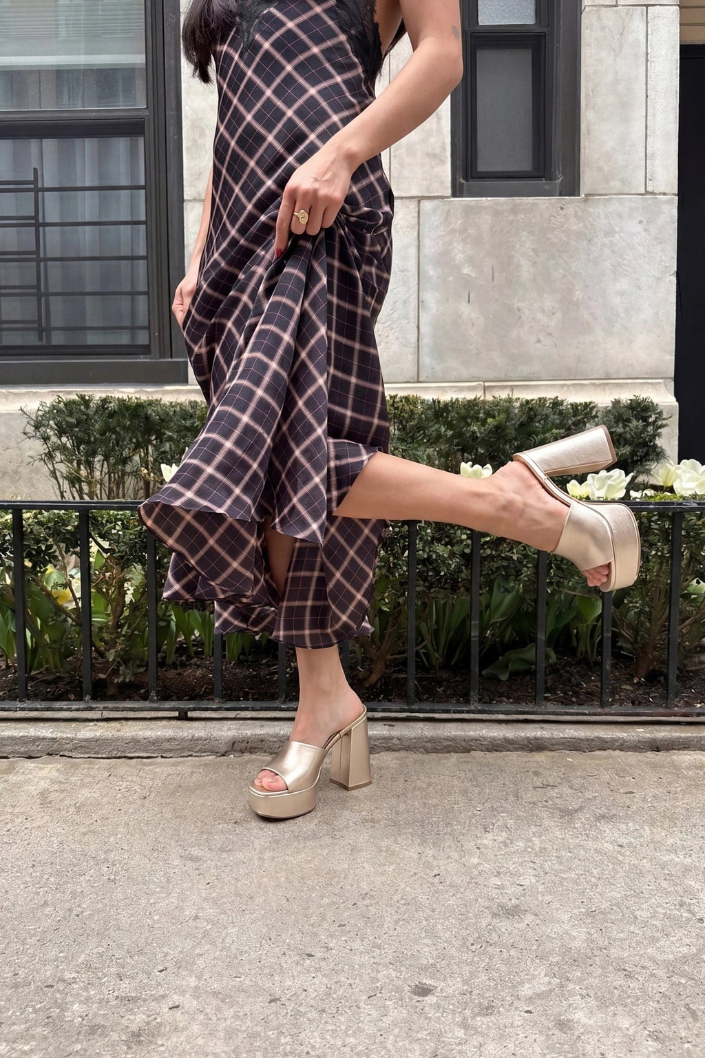 Larroude Dolly Mule Champagne Leather