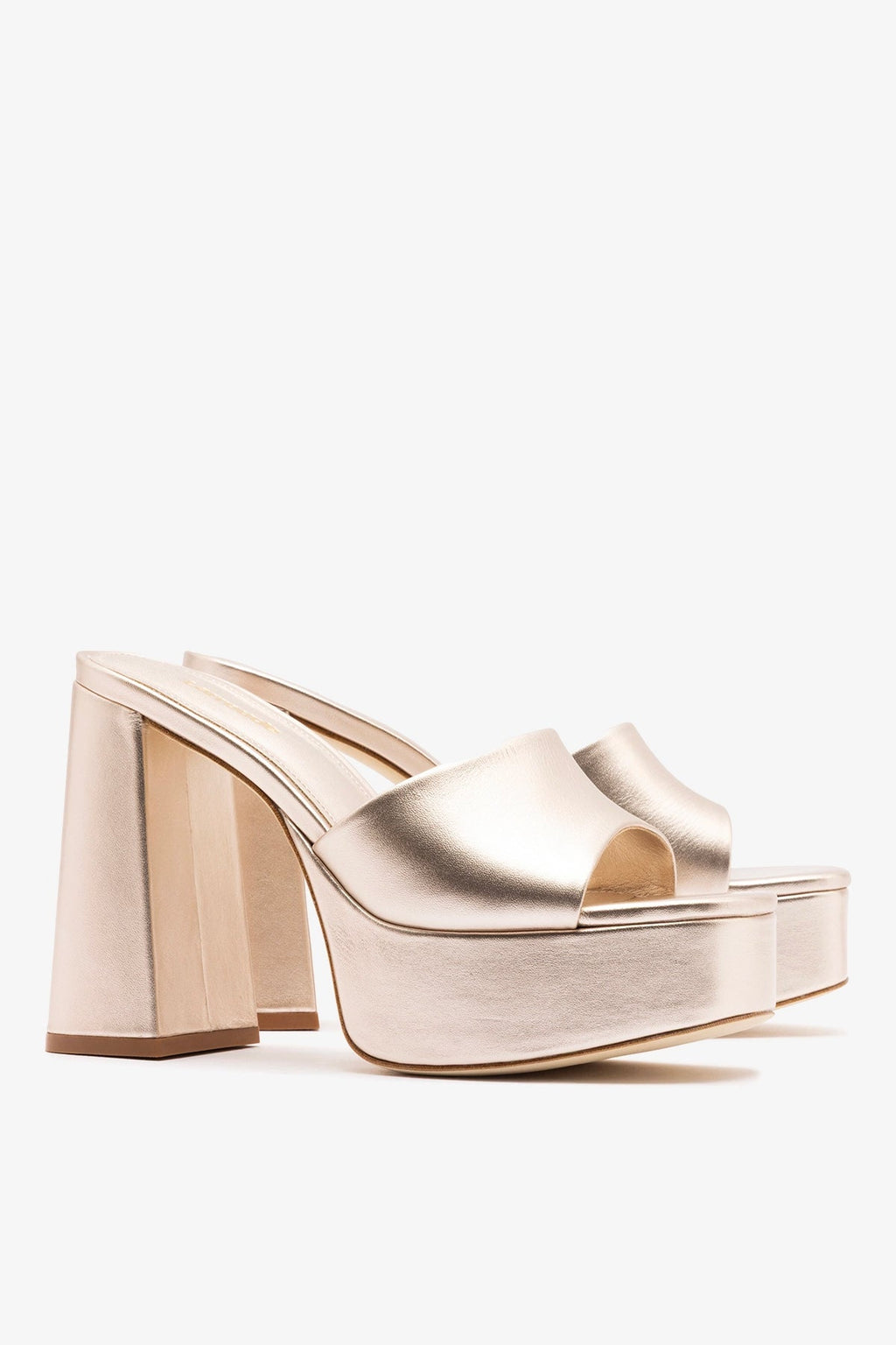 Larroude Dolly Mule Champagne Leather