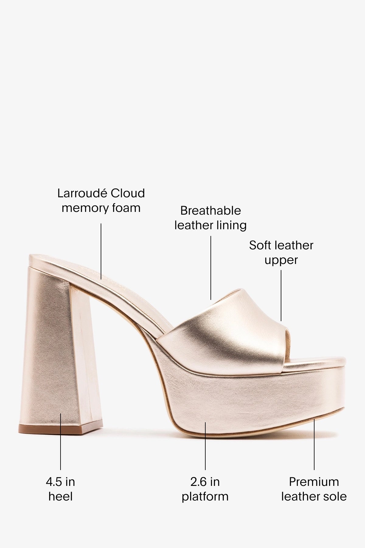 Larroude Dolly Mule Champagne Leather