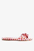 Larroude Bardot Flat Scarlet Printed Fabric