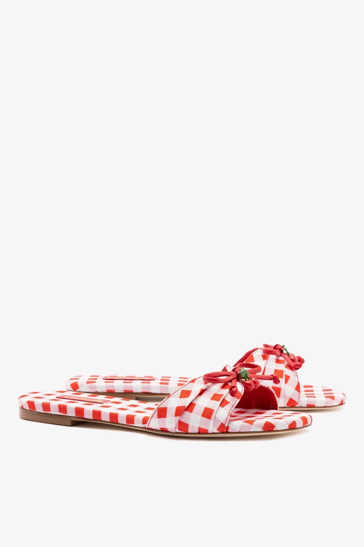 Larroude Bardot Flat Scarlet Printed Fabric