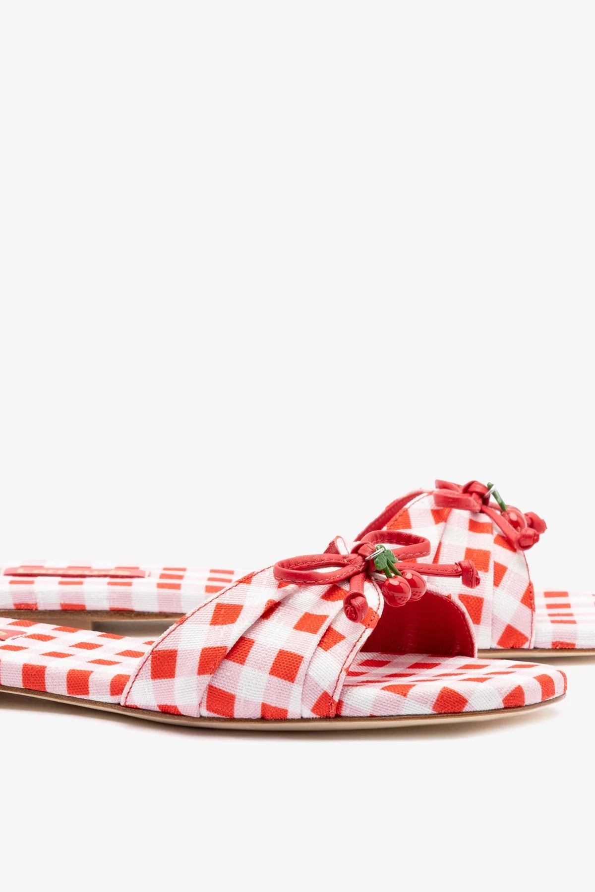 Larroude Bardot Flat Scarlet Printed Fabric