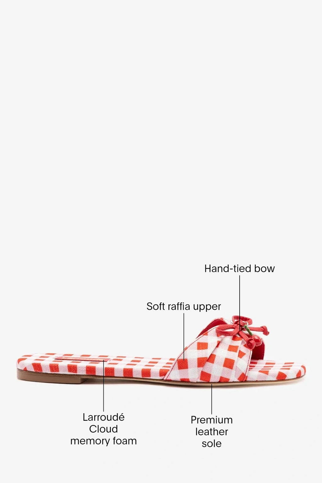 Larroude Bardot Flat Scarlet Printed Fabric