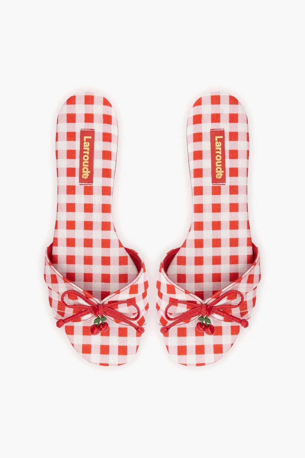 Larroude Bardot Flat Scarlet Printed Fabric