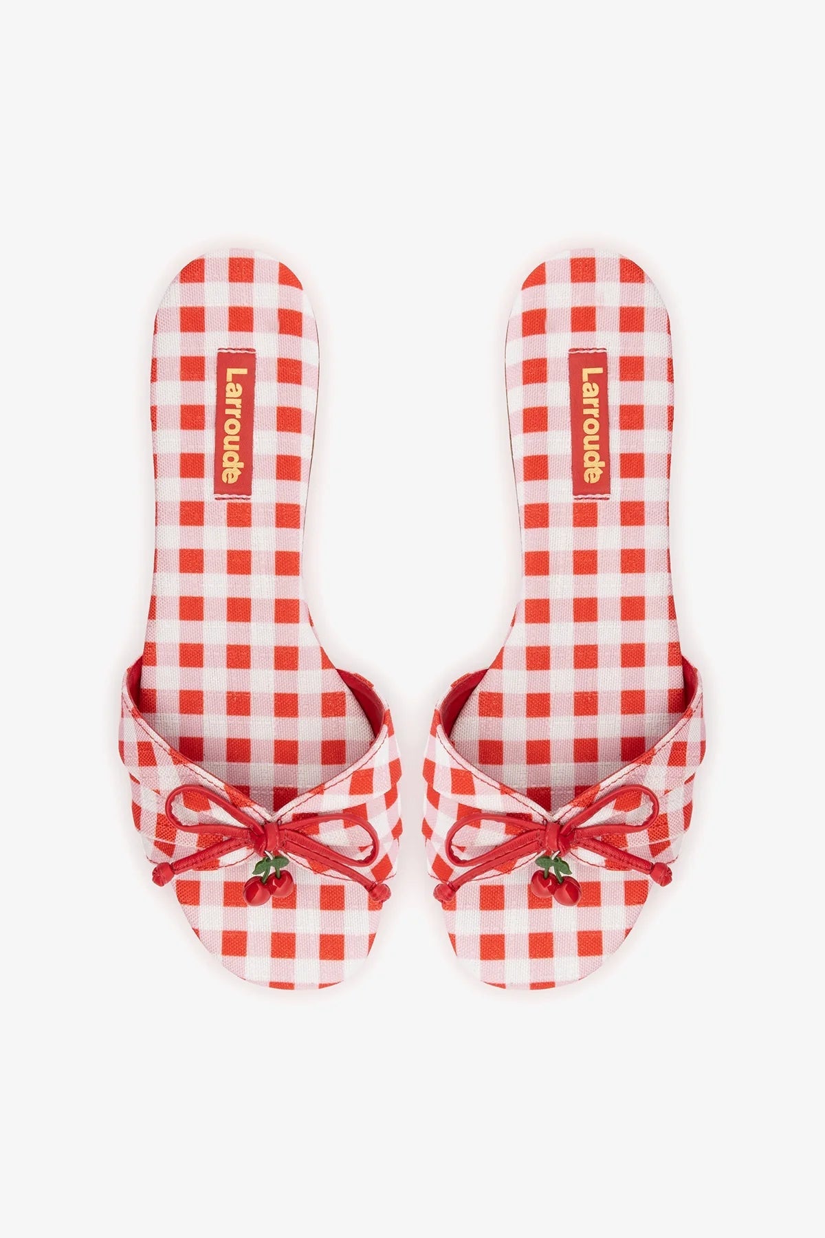 Larroude Bardot Flat Scarlet Printed Fabric