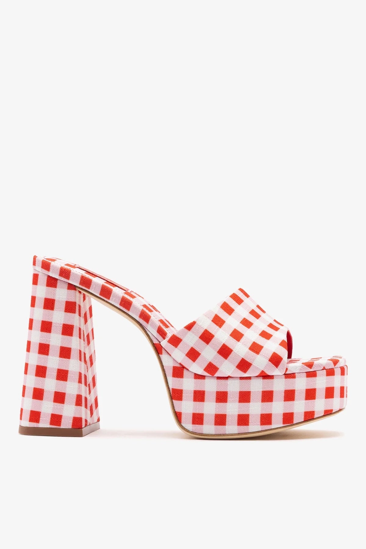 Larroude Dolly Platform Mule Scarlet Printed Fabric