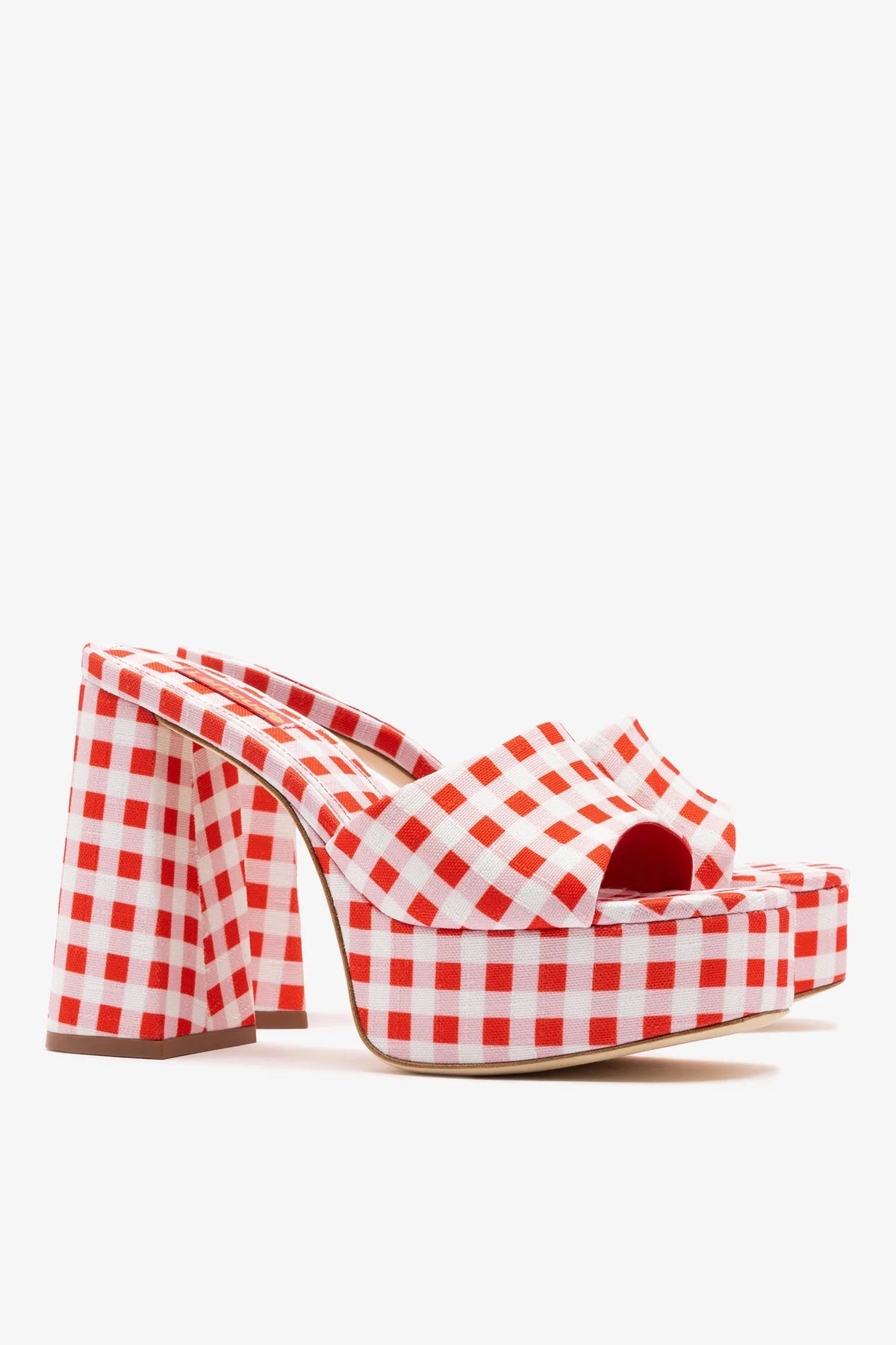 Larroude Dolly Platform Mule Scarlet Printed Fabric