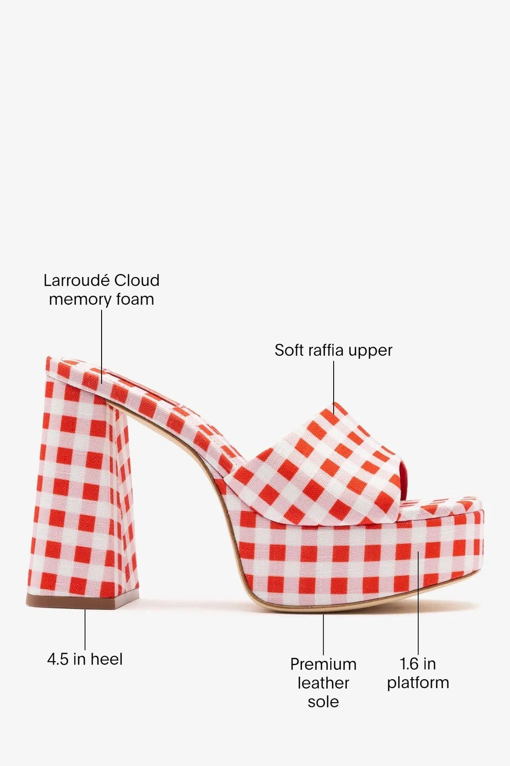 Larroude Dolly Platform Mule Scarlet Printed Fabric