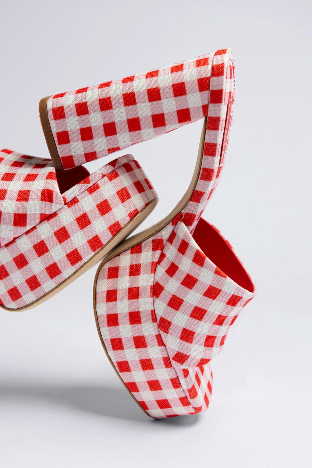 Larroude Dolly Platform Mule Scarlet Printed Fabric