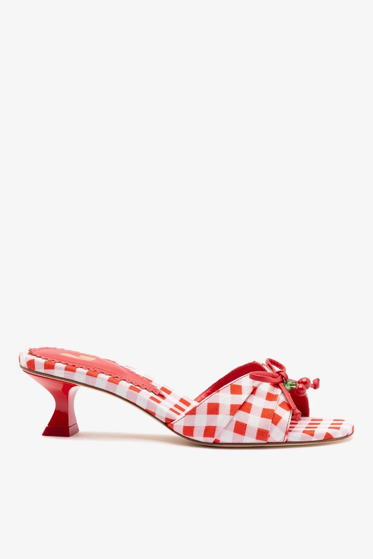 Larroude Bardot Mule Scarlet Printed Fabric