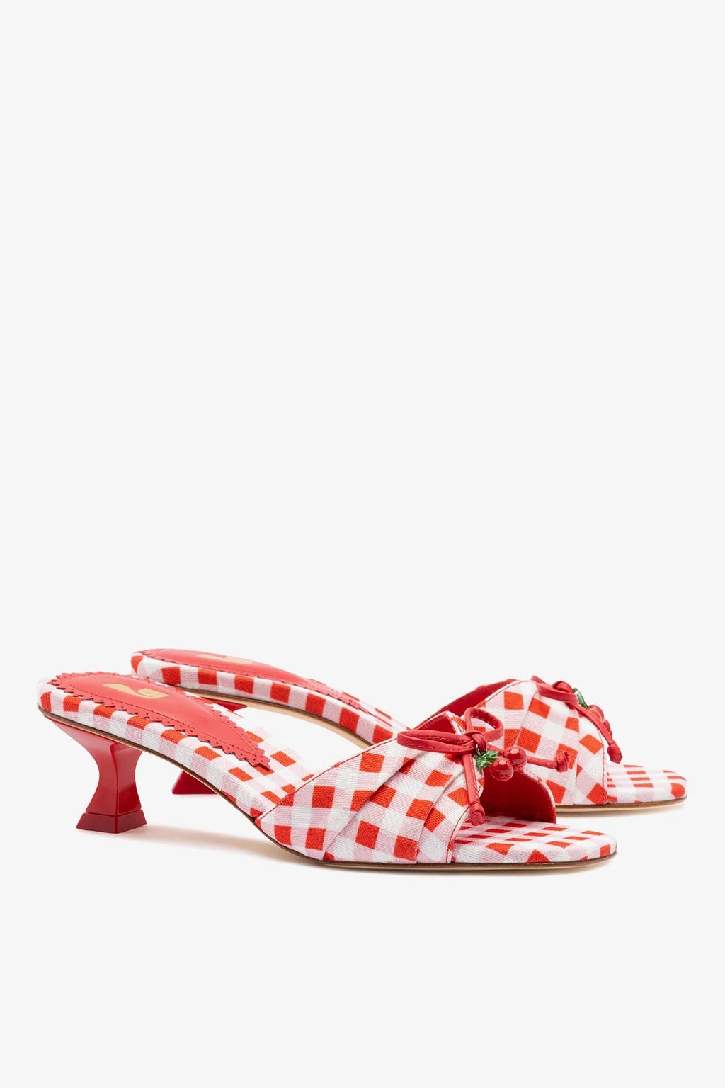 Larroude Bardot Mule Scarlet Printed Fabric