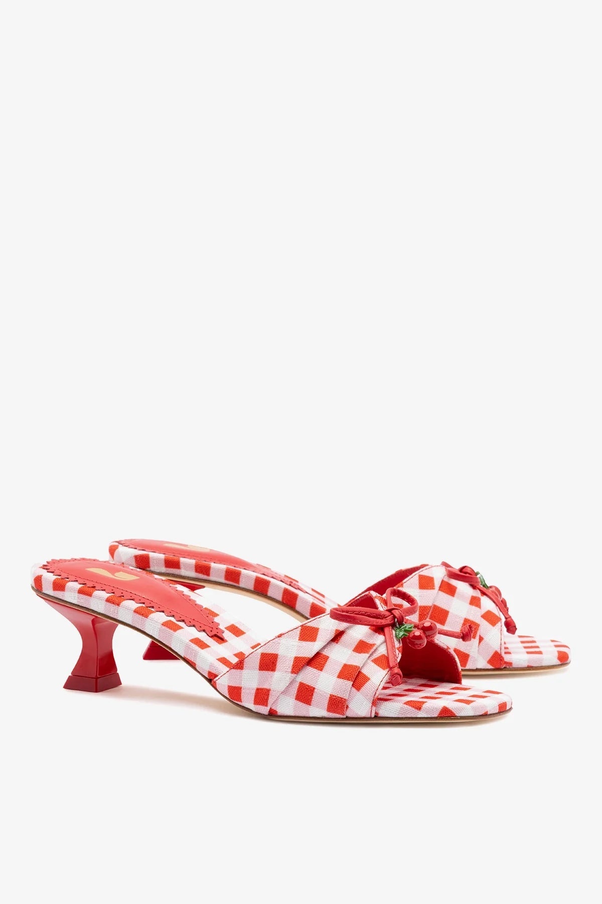 Larroude Bardot Mule Scarlet Printed Fabric