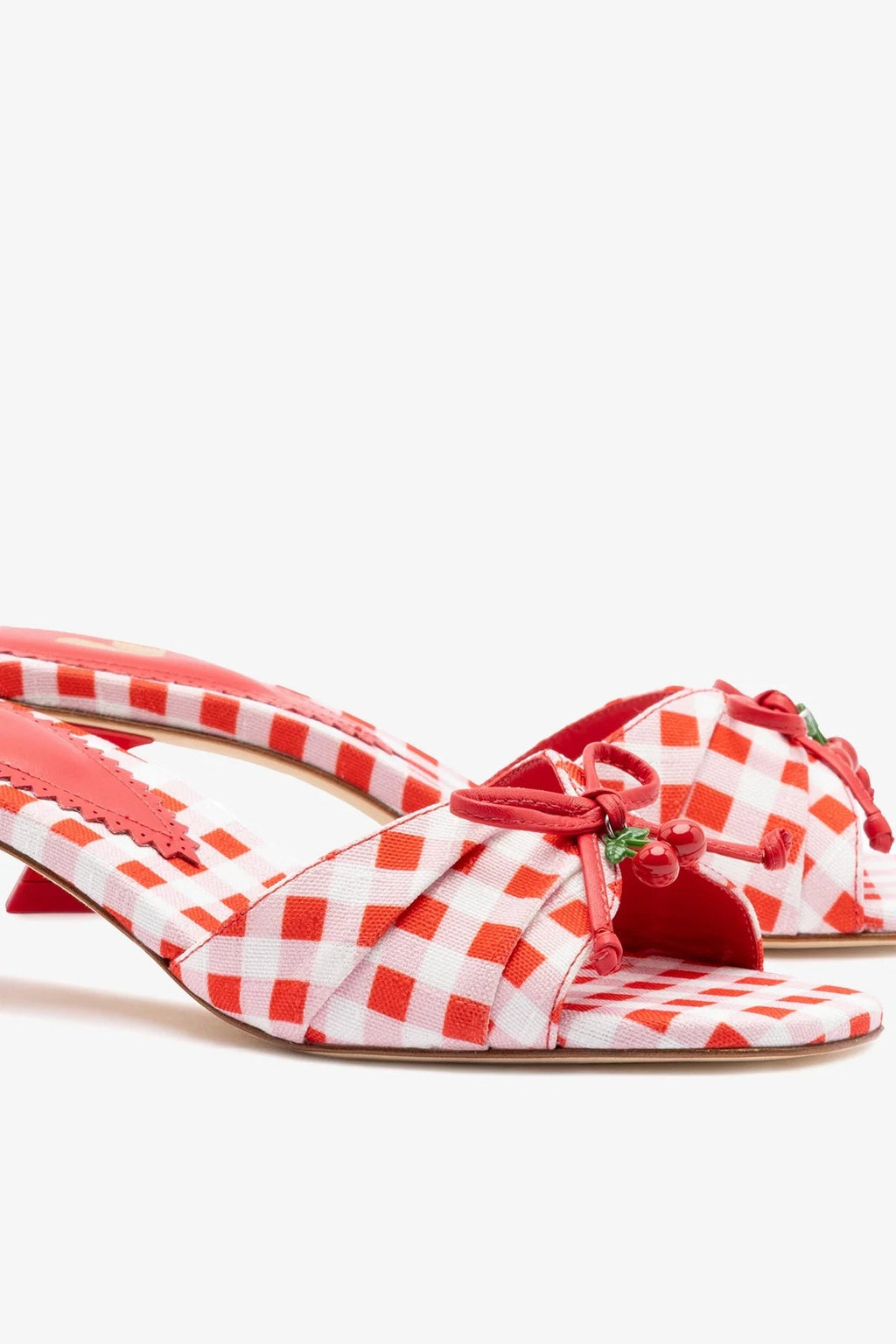 Larroude Bardot Mule Scarlet Printed Fabric
