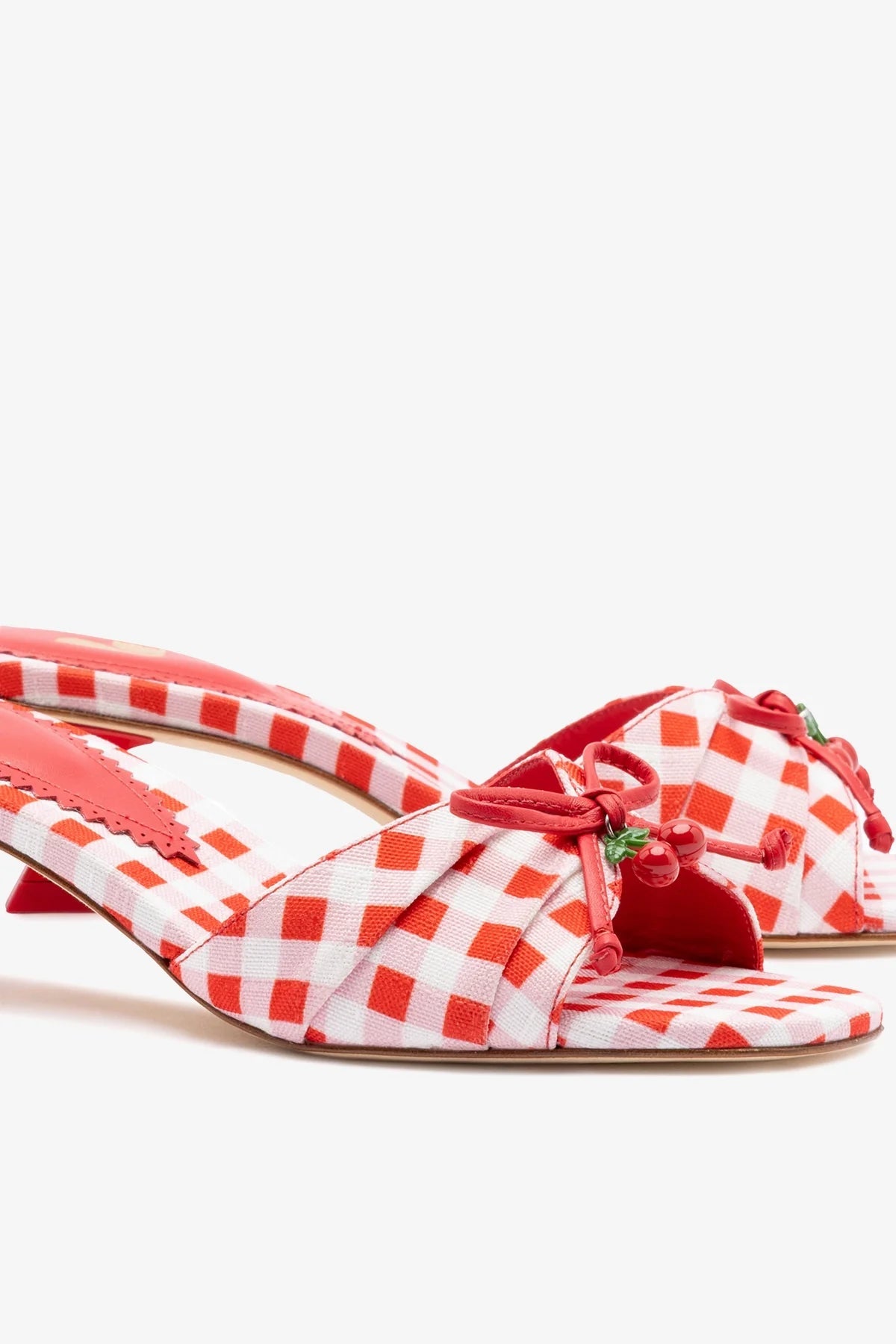 Larroude Bardot Mule Scarlet Printed Fabric