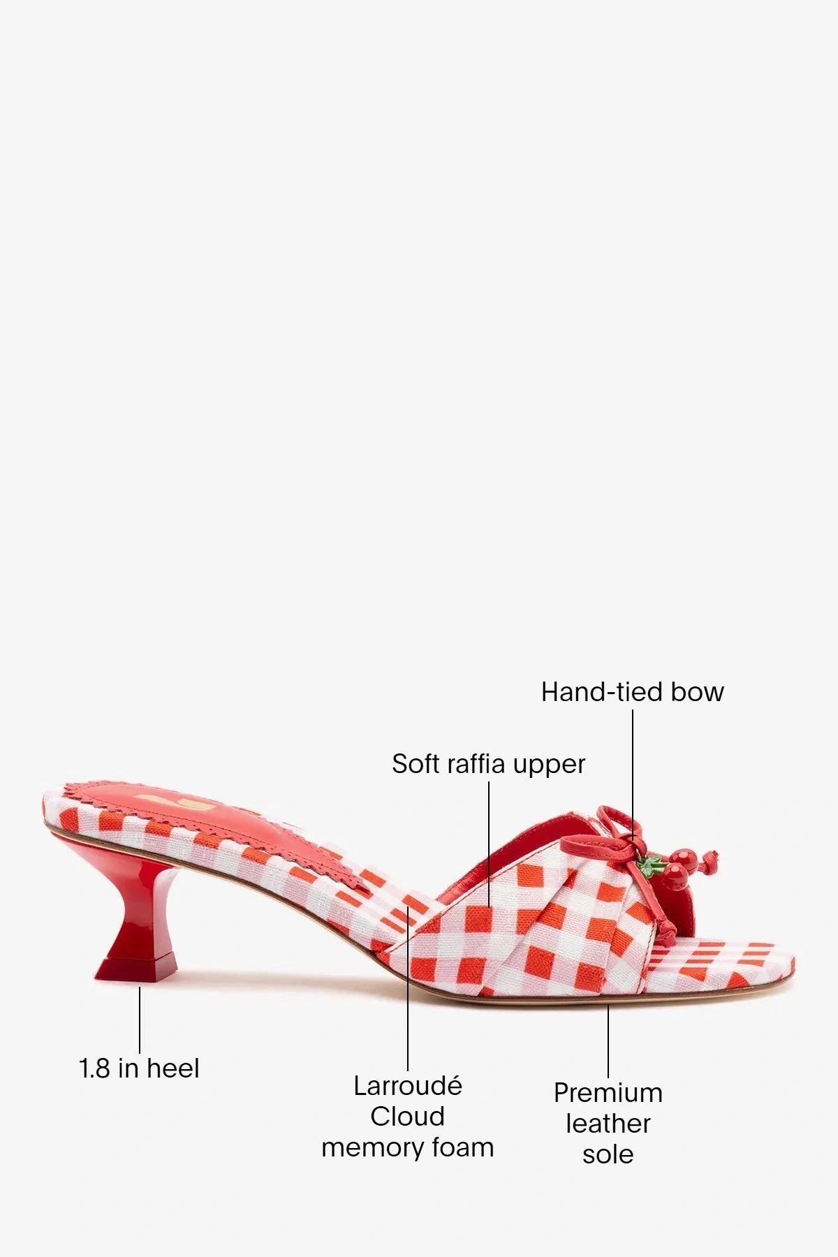 Larroude Bardot Mule Scarlet Printed Fabric