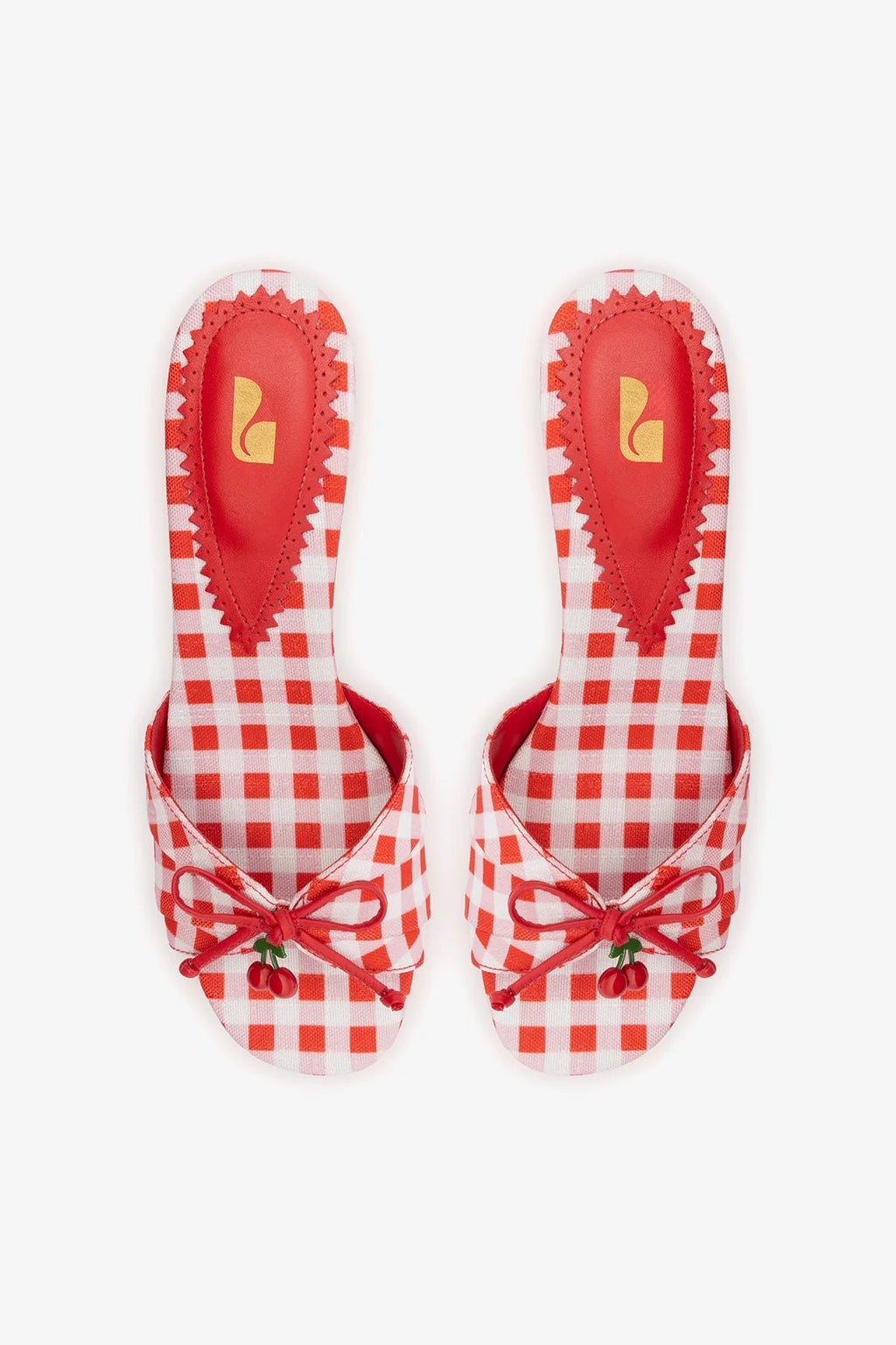 Larroude Bardot Mule Scarlet Printed Fabric