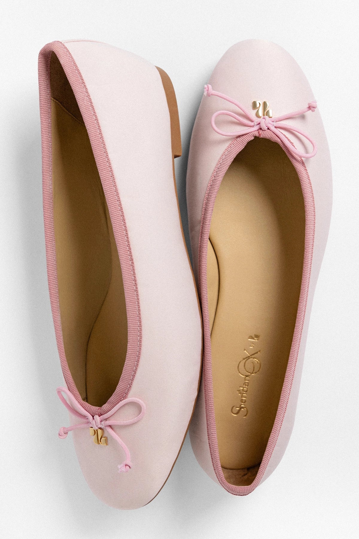 Larroude Larroudé by Sheridan Cox: Pavlova Ballet Flat Strawberry Cream Satin