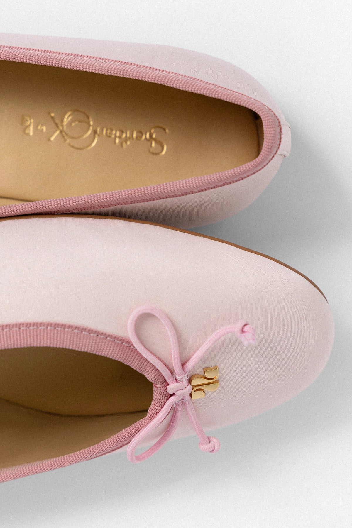 Larroude Larroudé by Sheridan Cox: Pavlova Ballet Flat Strawberry Cream Satin