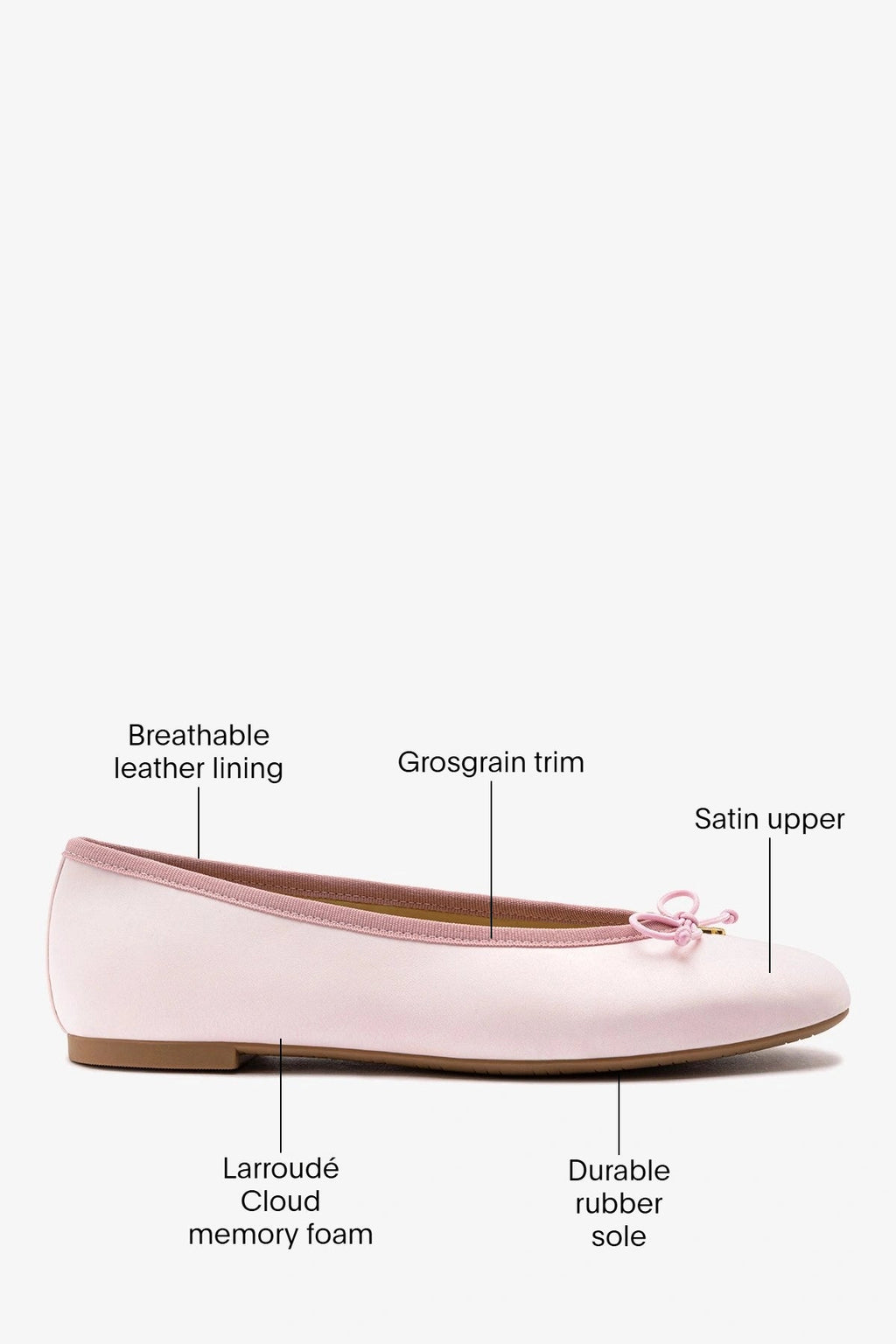 Larroude Larroudé by Sheridan Cox: Pavlova Ballet Flat Strawberry Cream Satin