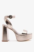 Larroude Dolly Platform Sandal Dusky Gold Leather