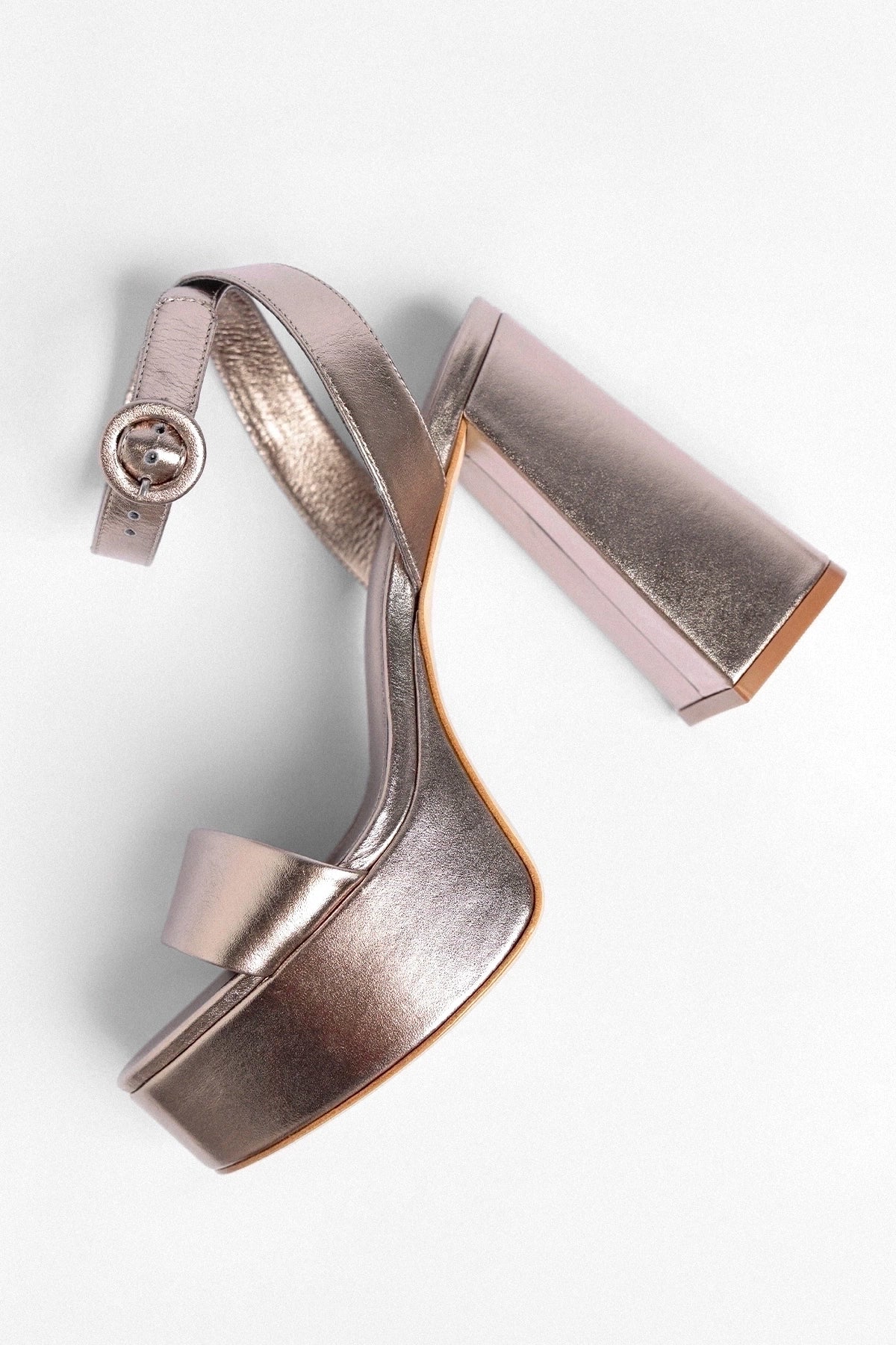 Larroude Dolly Platform Sandal Dusky Gold Leather