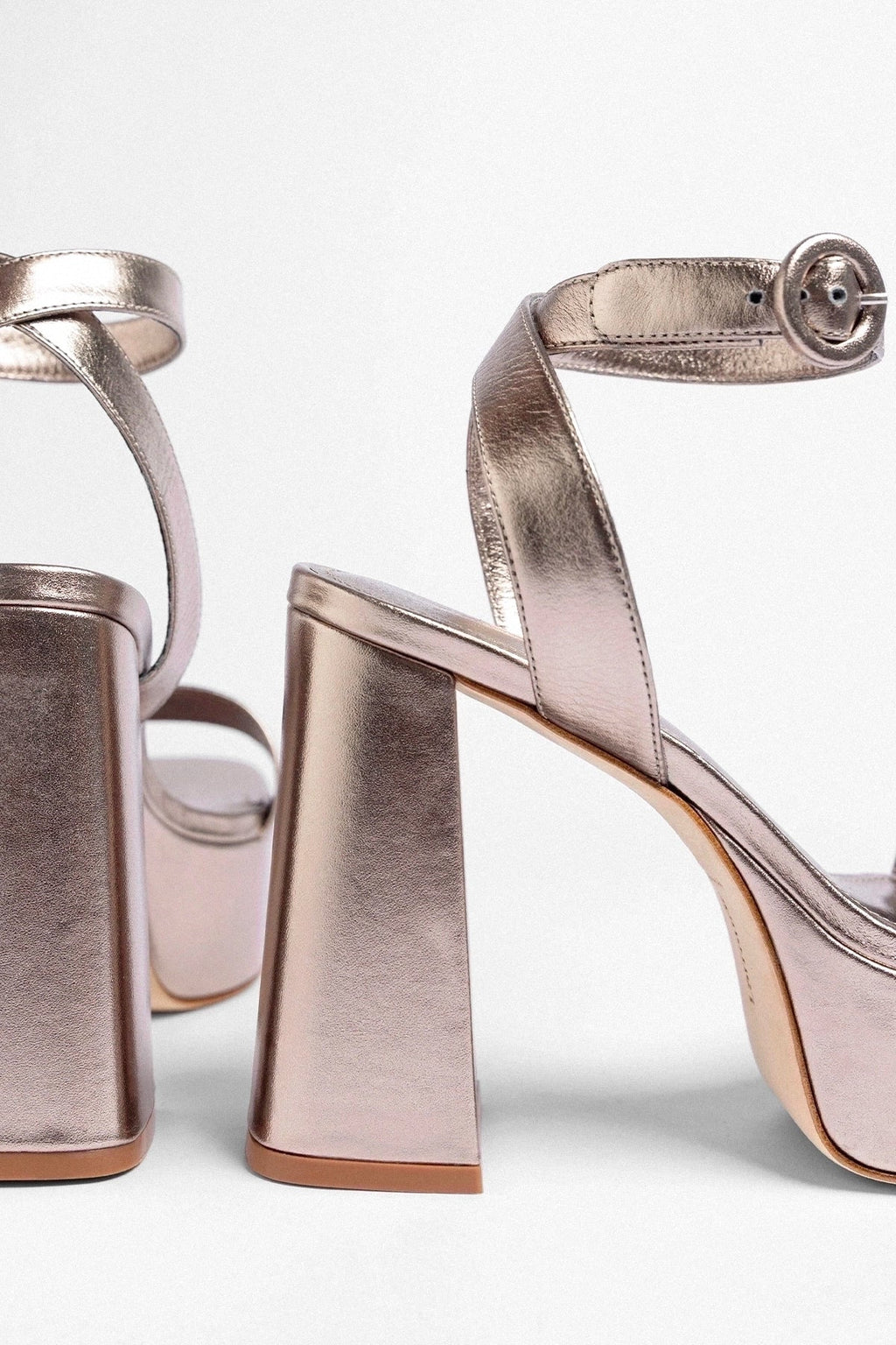 Larroude Dolly Platform Sandal Dusky Gold Leather