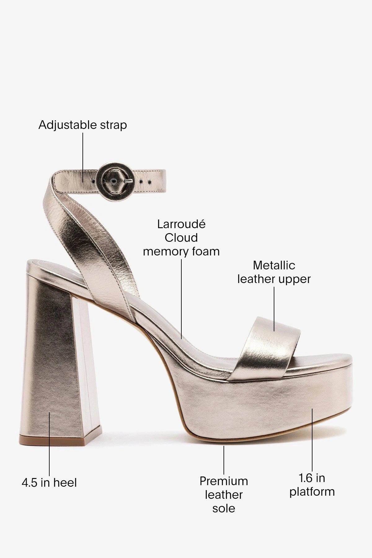 Larroude Dolly Platform Sandal Dusky Gold Leather