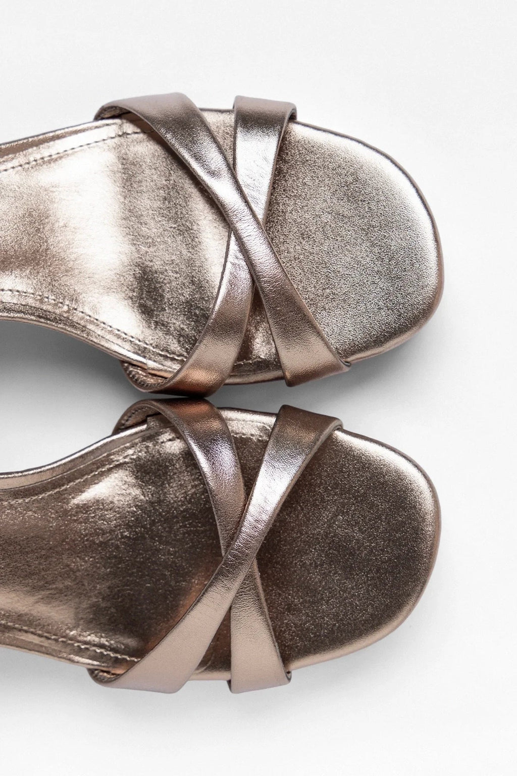 Larroude Bianca Low Platform Sandal Dusky Gold Leather