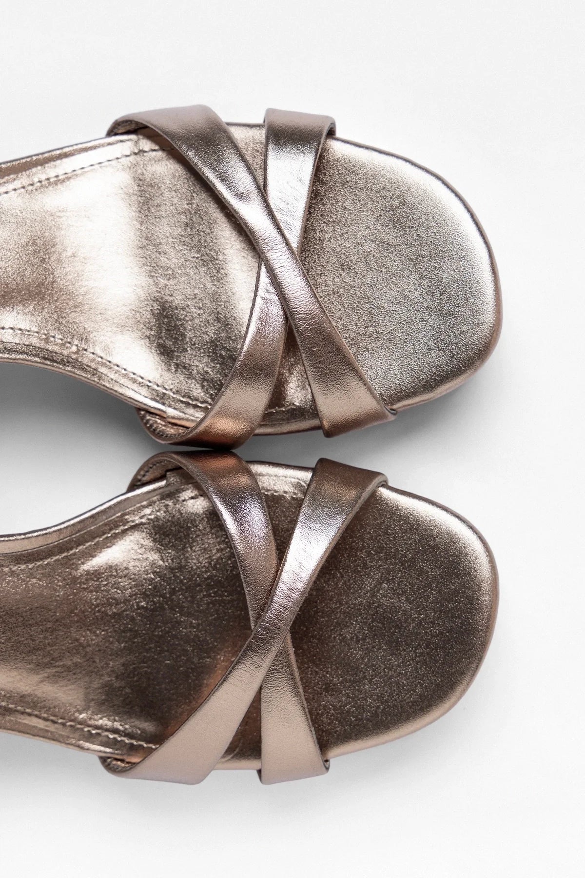 Larroude Bianca Low Platform Sandal Dusky Gold Leather