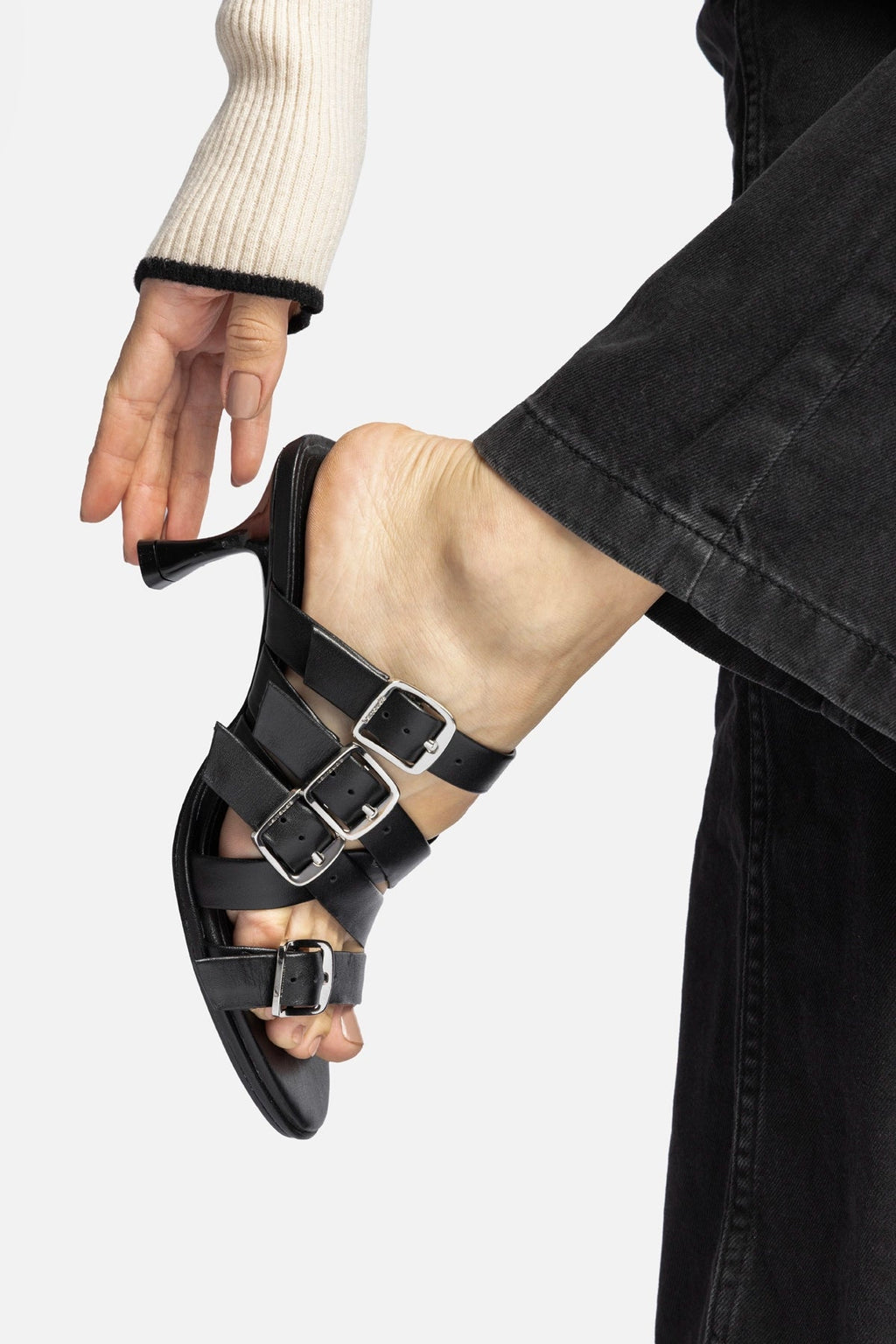 Larroude Patti Mule In Black Leather